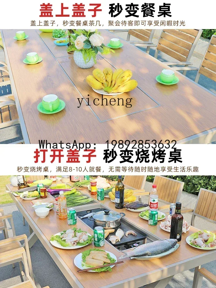 X8 Outdoor Desk-Chair Garden Leisure Barbecue Table and Chair Combination Household Carbon Baking Table  luxury home decor