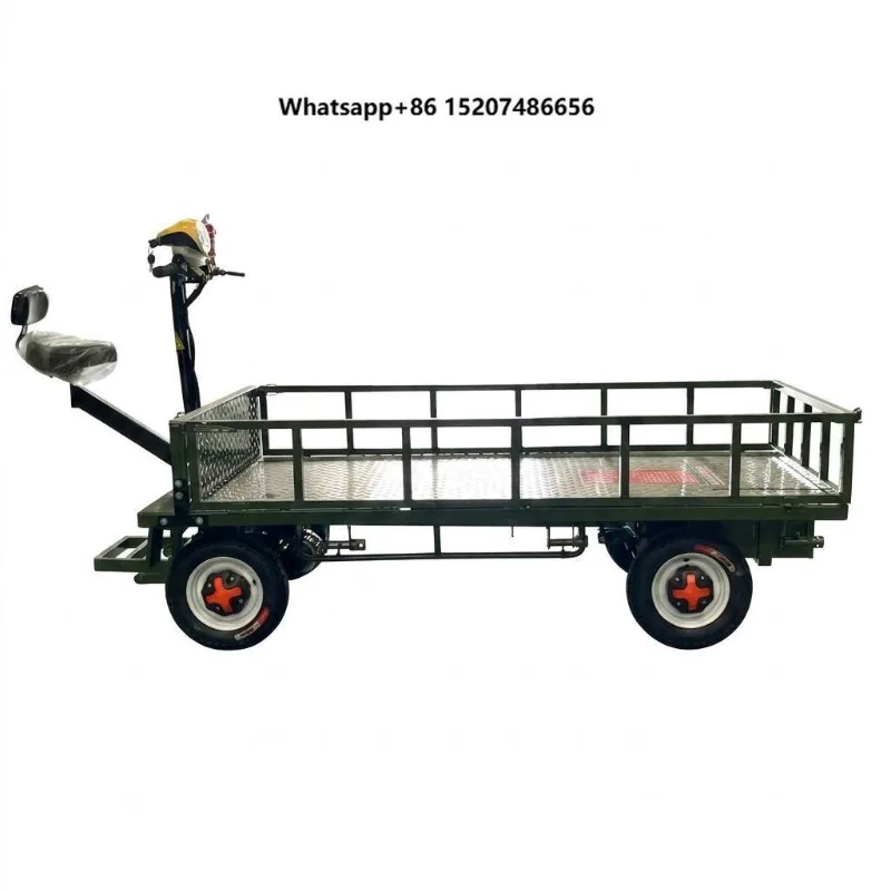 CE Certified 48V Four-Wheel OEM Electric Loading Cart Industrial Platform Truck with Riding Function