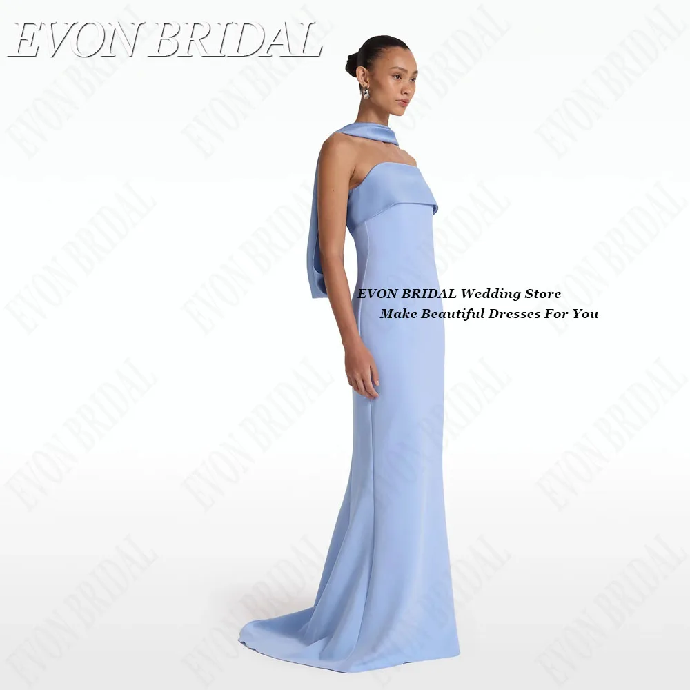 EVON BRIDAL Sleeveless Celebrity Red Carpet Dresses Satin Strapless Sky Blue Evening Gown فساتين للمناسبات الخاصة Mermaid Custom