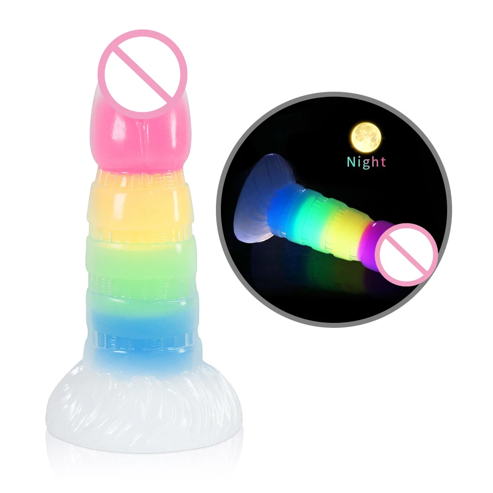 

Silicone Glow-in-the-dark Rainbow Dildo Anal Plugs Male and Female Masturbators Anal Dilator G-spot Stimulator Adult Sex Toys 18