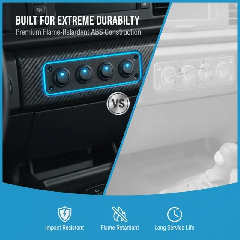 1-6 Buttons 12V Marine Rocker Switch Panel 1 Set Universal Toggle Switch for RV Off-road Yacht Power Control Upgrade