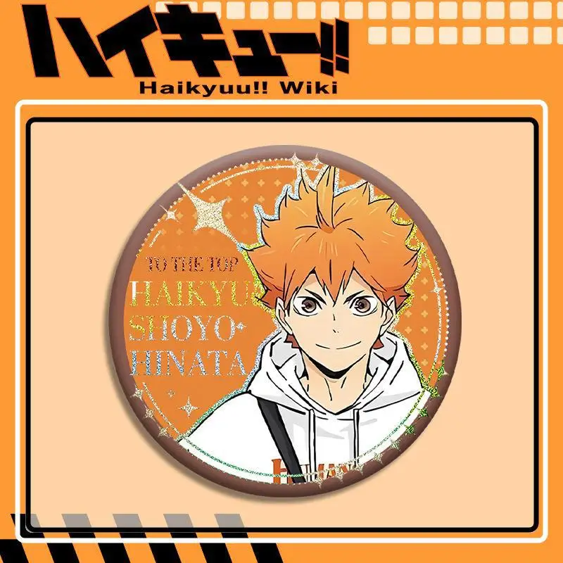 

Anime Haikyuu!! Cosplay Laser Double Flash Brooch Cute Badge Tinplate Hanging Ornaments Xmas Birthday Gift Decorative Pendant