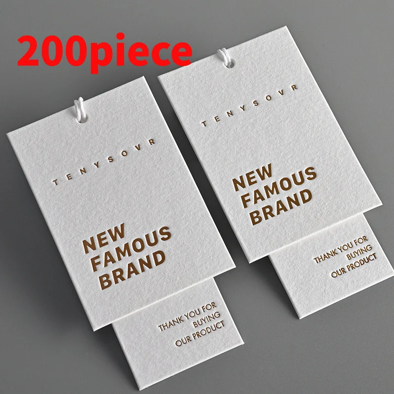 20 0piece.Custom.HOT Custom Printing Paper Garment Hanging Labels Embossed Hang Tags