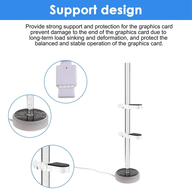 Soporte para tarjeta gráfica ARGB Soporte vertical RGB 5V 3PIN Computadora de escritorio Tarjeta gráfica Soporte GPU Altura ajustable