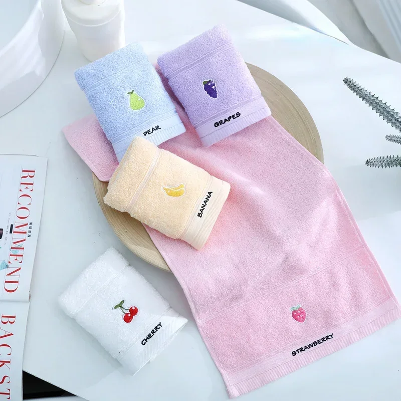 Hot Sale Fruit Animal Embroidered Baby Towel Child Soft Water Absorbent Hair Washing Cleaning Face Towel Pure Cotton Hand Towel