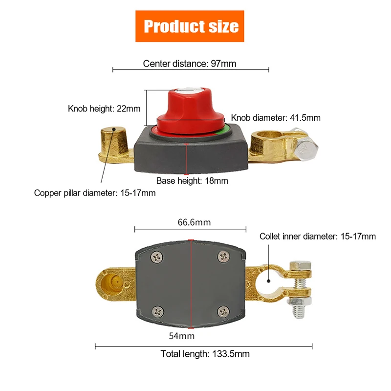 Battery Disconnect Switch Battery Isolator Car Battery Power Switch Mini Interruptor Modified Battery Extension Accessories