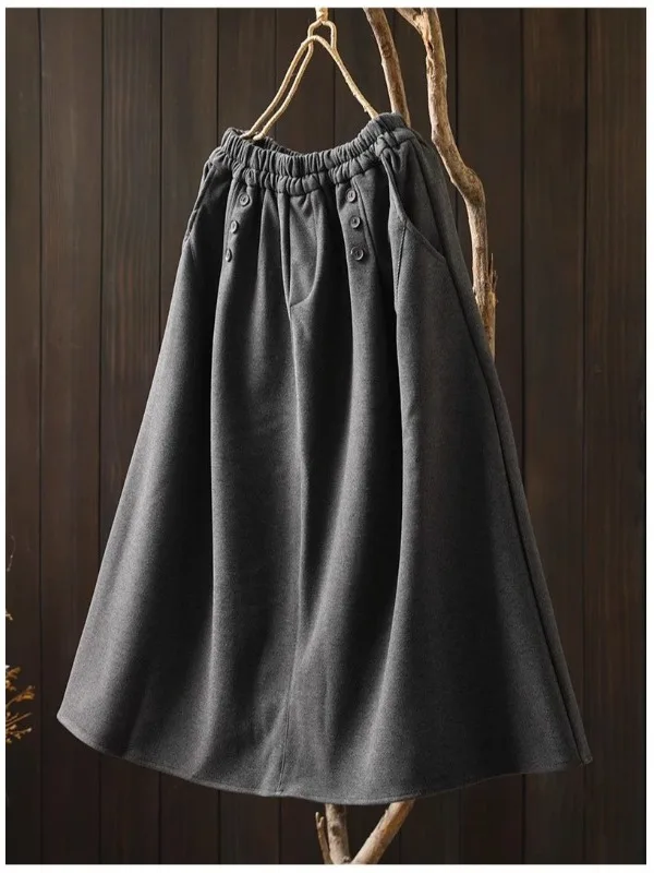 Gonna longuette ampia da donna Gonna a trapezio a vita alta Sweet Sle con orlo a pieghe Gonna Faion autunnale adatta per i pendolari