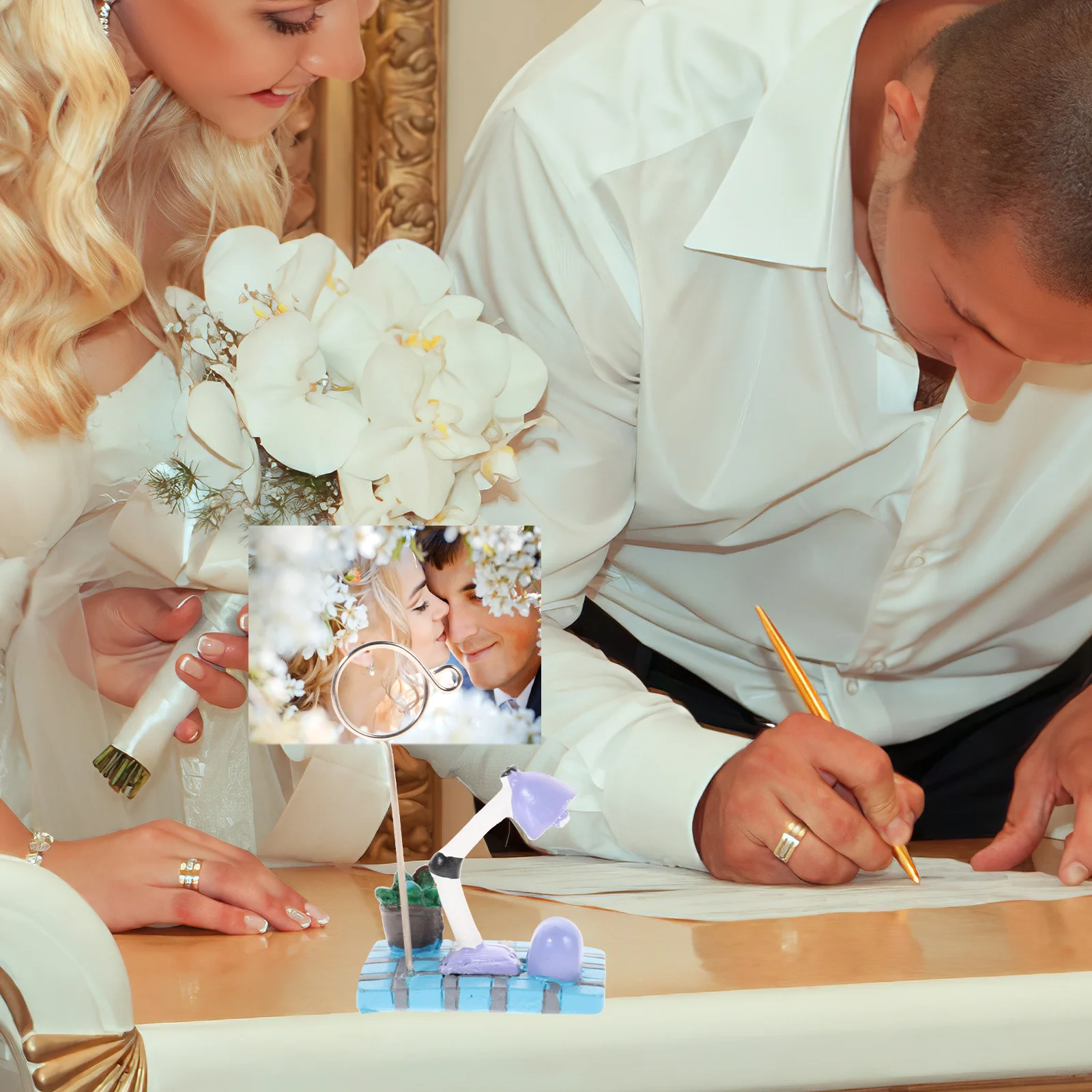 

Succulent Plants Micro Landscape Photo Holder Stand for Notes Memos Cards Clips Desktop Organizer Decorative Message Display