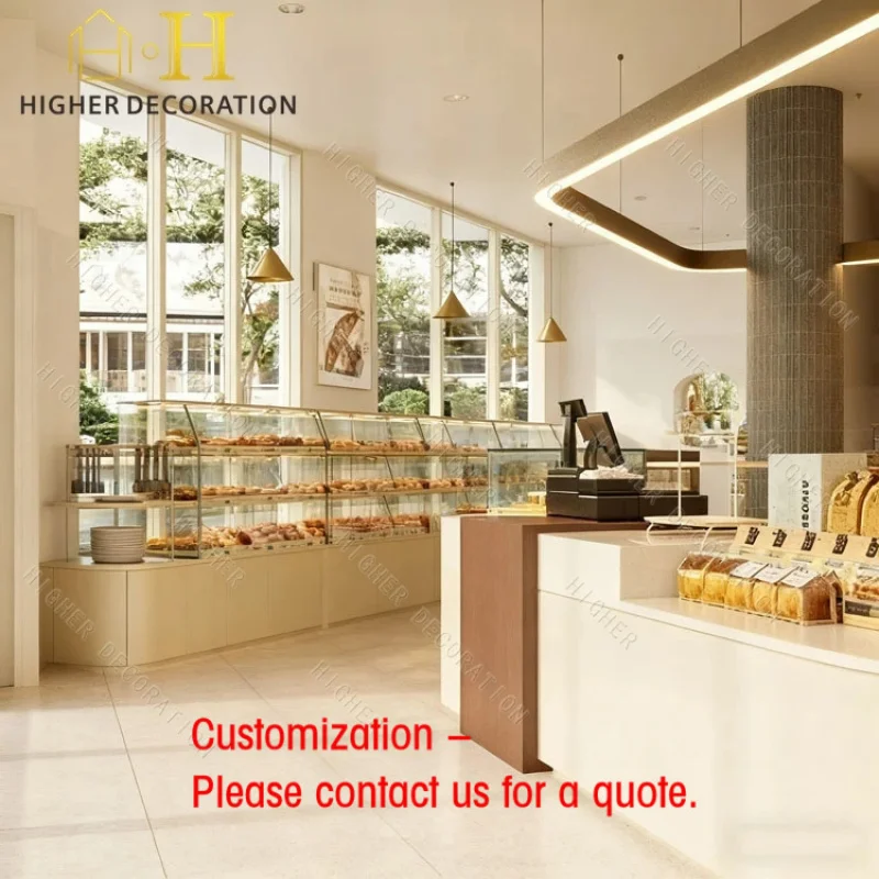 custom.Customization Bakery Display Counter Durable Wooden Bakery Furniture Bakery Retail Luxury Glass Bread Display C