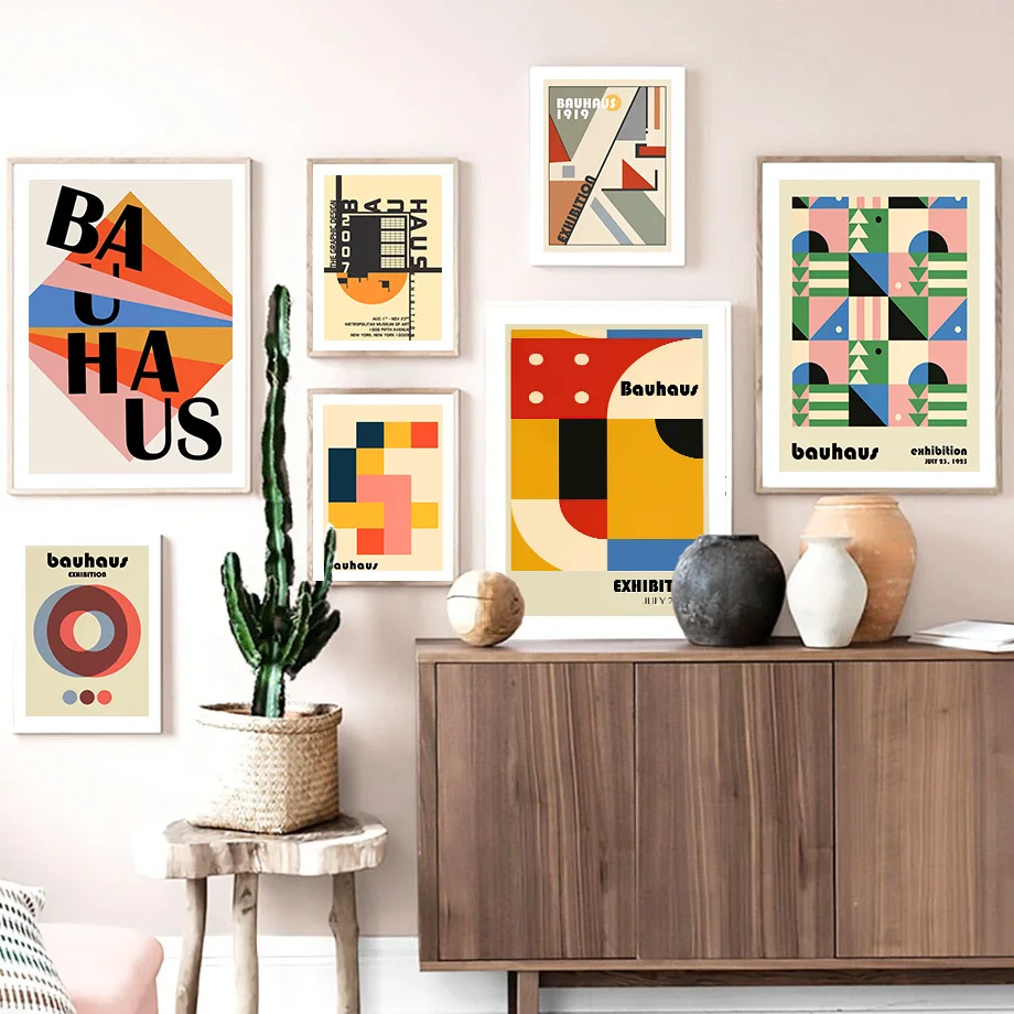 Bauhaus Abstract Color Block Shapes Wall Art Canvas Painting Nordic Posters And Prints Wall Pictures For Living Room Home Decor