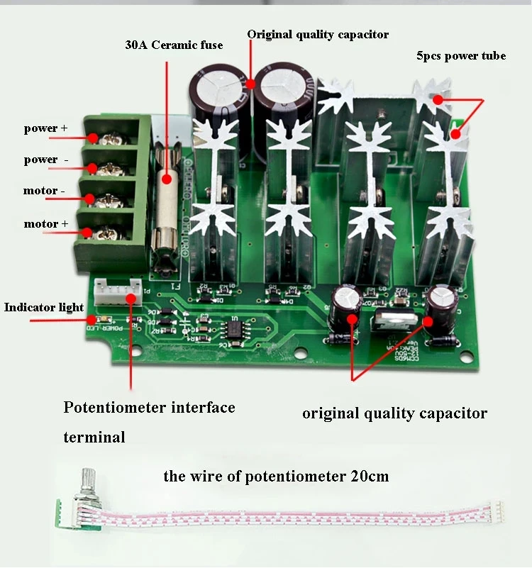 DC 12V 24V 30A High Power Motor Speed Controller Electronic Drive Motor Variable Speed Control Switch