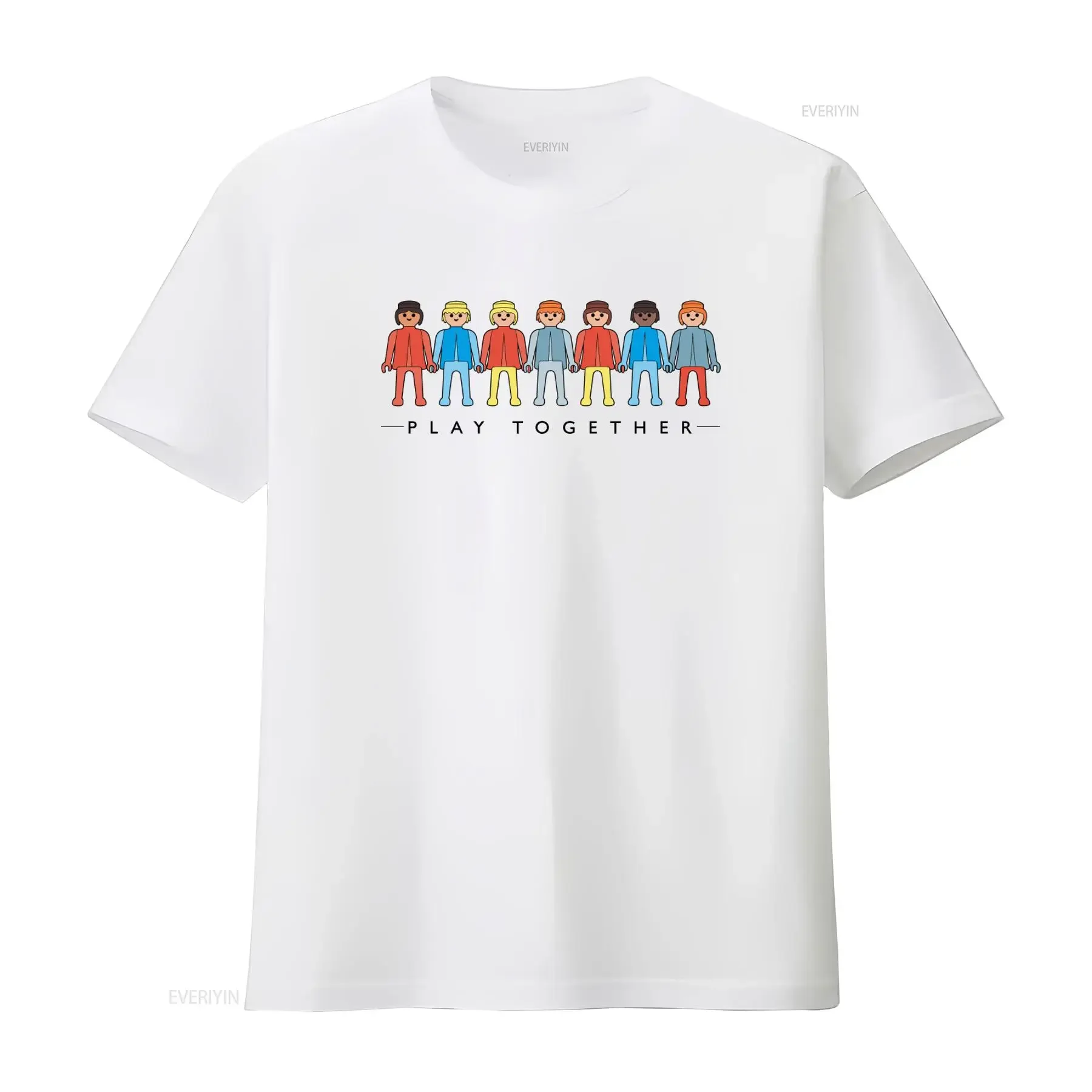 Camiseta de moda para hombre Playmobil Figures Play Together, estilo vintage lavado con gráfico, para el mercado estadounidense, para uso diario