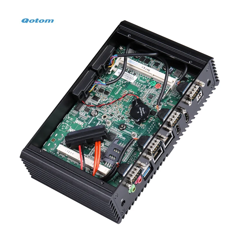 Qotom Mini pc Q375P AES-NI fanless Mini Computer i7 5500U 2.4ghz Hardware Computer with 6 Serial Ports