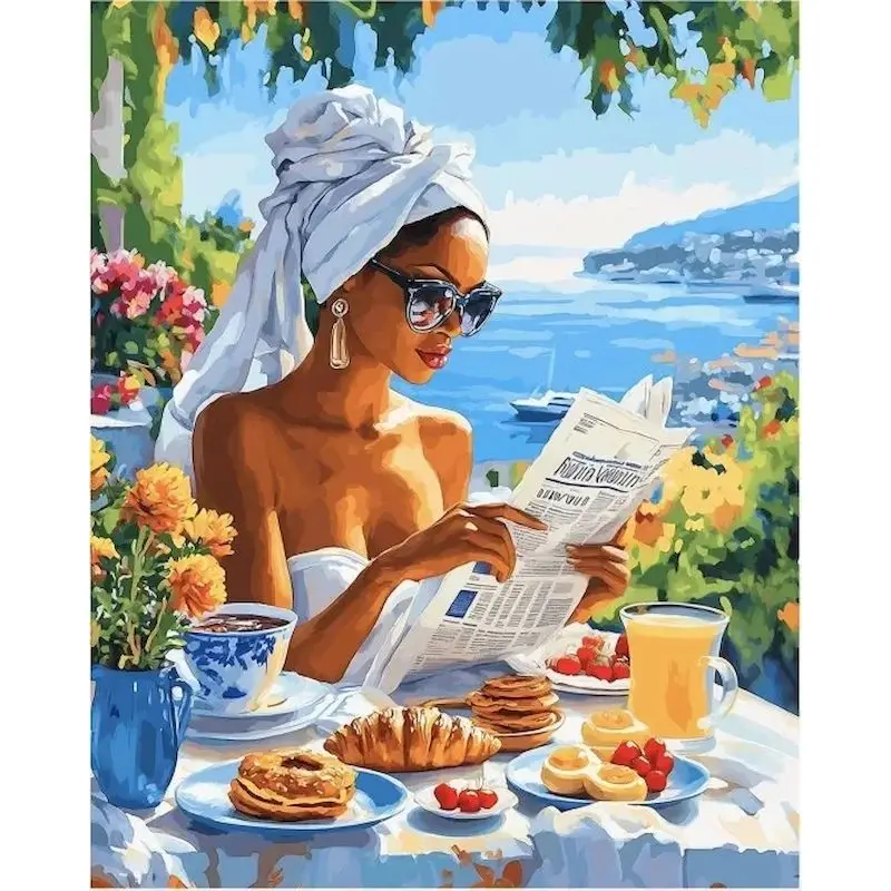 

SDOYUNO Holiday Women Painting By Numbers For Adults DIY Kits HandPainted Oil Picture On Canvas Coloring By Number With Frame