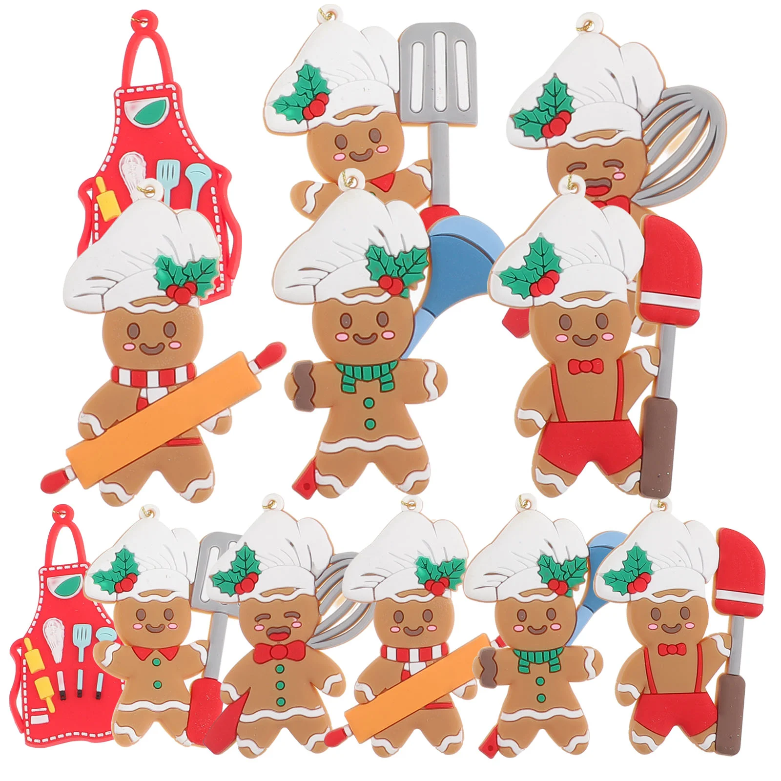 12 Pcs Christmas Tree Ornaments Decorations for Garden Home Gingerbread Man Happy Atmosphere Plastic Party Favors Holiday