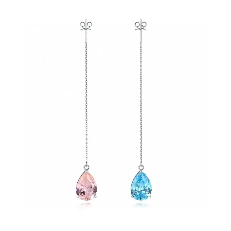 Ruihe New 925 Silver Earring Total 13.72ct Lab Grown Morgan Pink and Auqamarine Gemstone Ladies Fashion Jewelry Wholesale