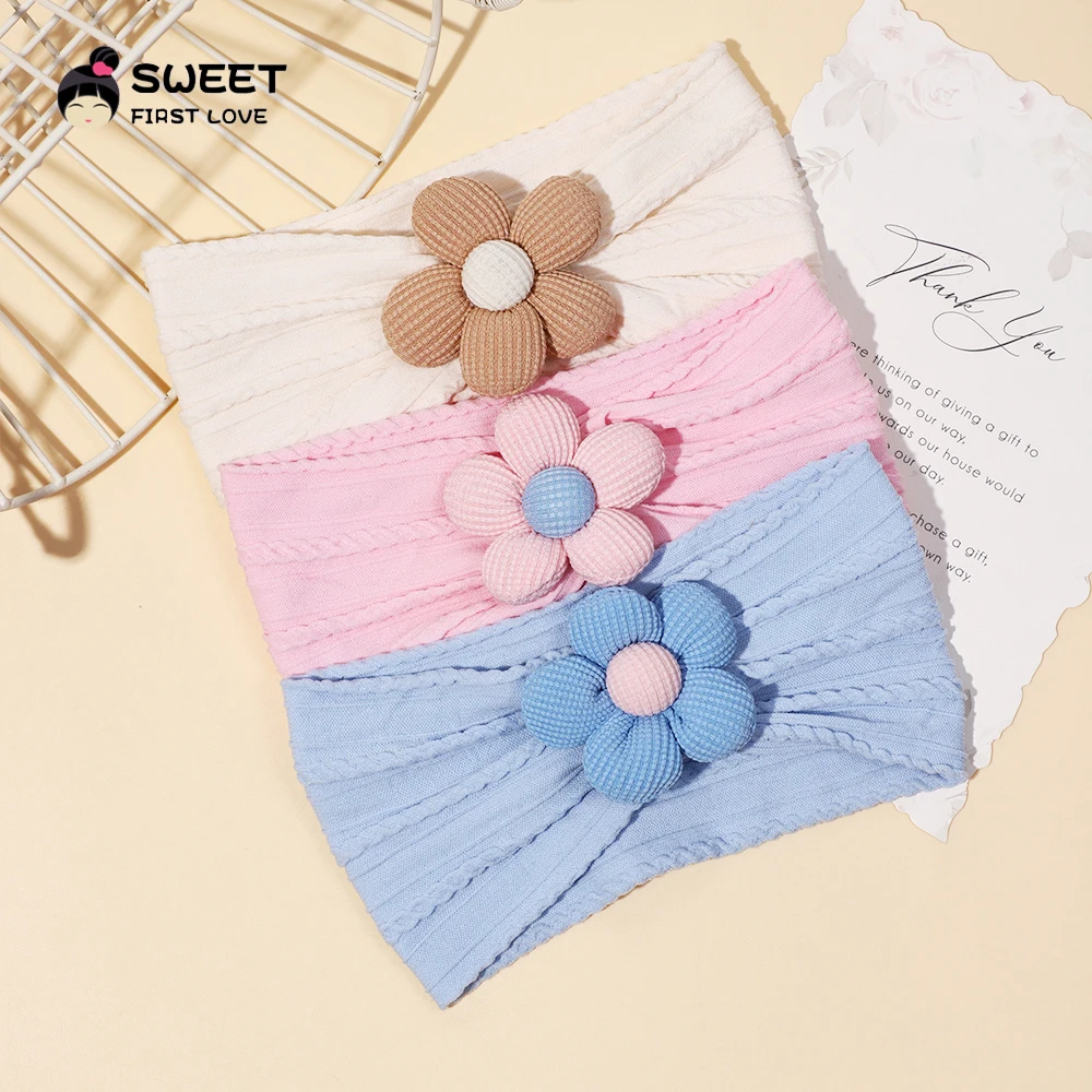 Floral Baby Girls Cotton Headband Cable Knit Turban Headwraps Multi Color Shower Gift Kids Girls Hair Accessories Children