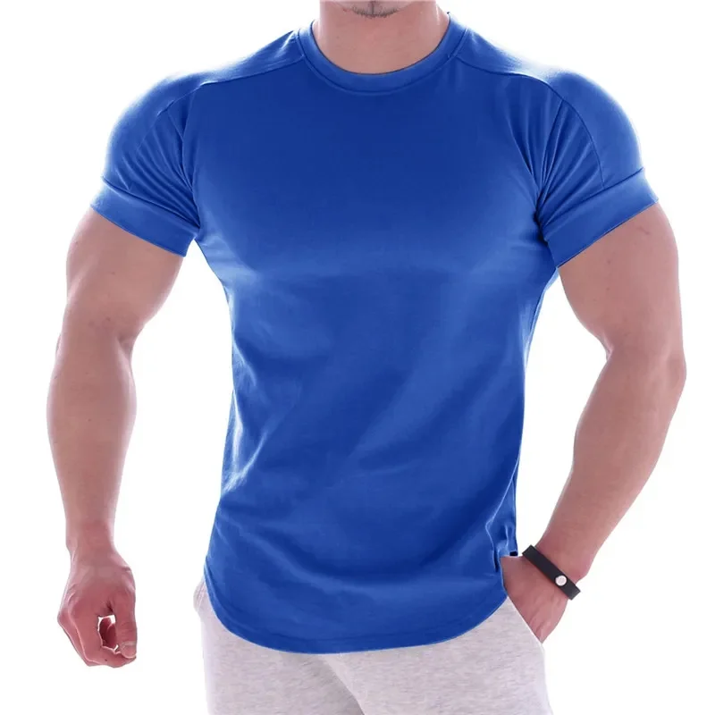 2024 Summer Sports t shirt Men Gyms Short sleeve Fitness T-shirt Male quick-dry Workout Outdoor tight Tees Tops Men sportswear