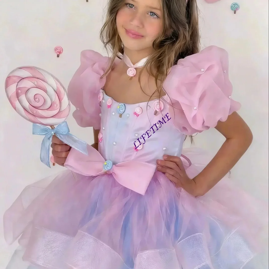 Anpassbares Elegantes A-Linien-Blumenmädchenkleid, Prinzessinnen-Satin-Minikleid, Ärmelloses Hochzeitskleid, Voluminöses Erstkommunionkleid