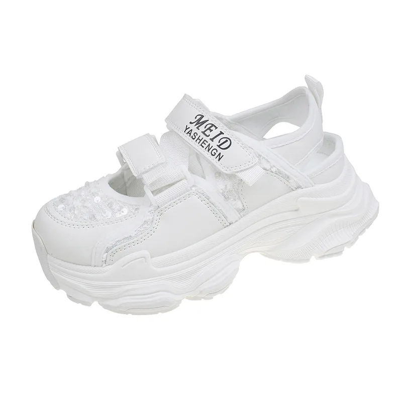 Baotou Sports Sandals Ladies 2024 Summer New Hollow Breathable Thick Sole Increase Leisure Daddy Shoes