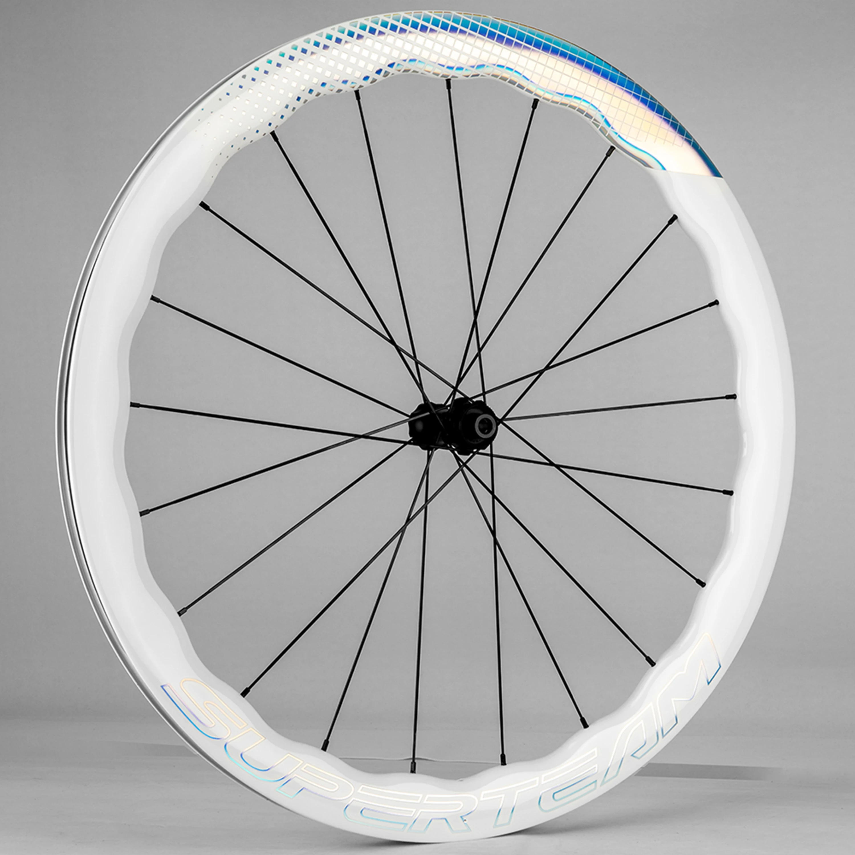 Superteam 50mm Disc Brake Clincher Wheelset White Bright UD Glossy 1 Pair Road Bike Carbon White Wheel