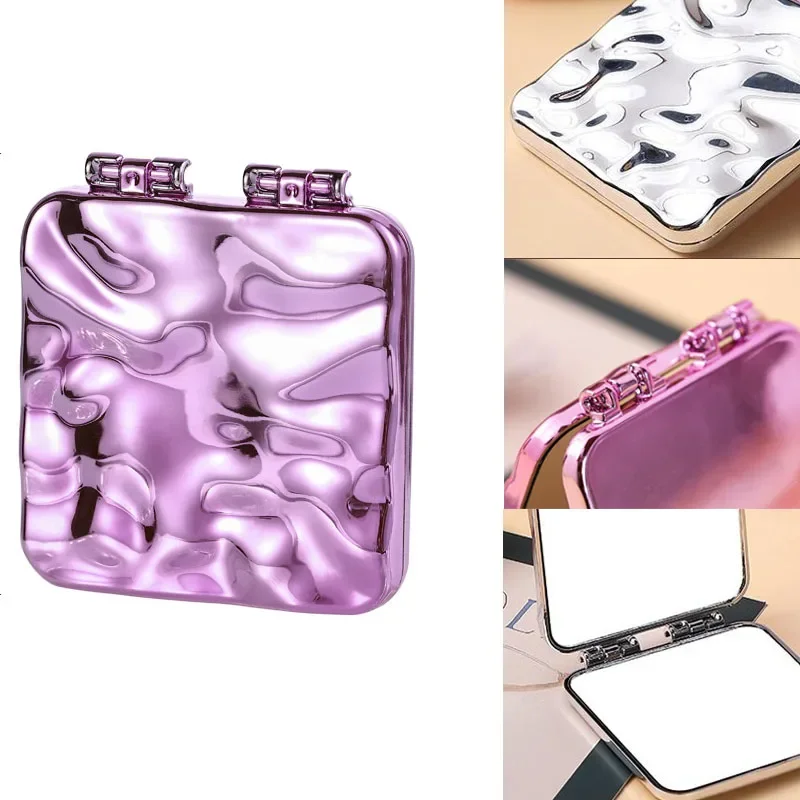 Faltbarer Schmink spiegel Mini quadratischer Schmink spiegel tragbarer Hands piegel doppelseitiger kompakter Taschen spiegel