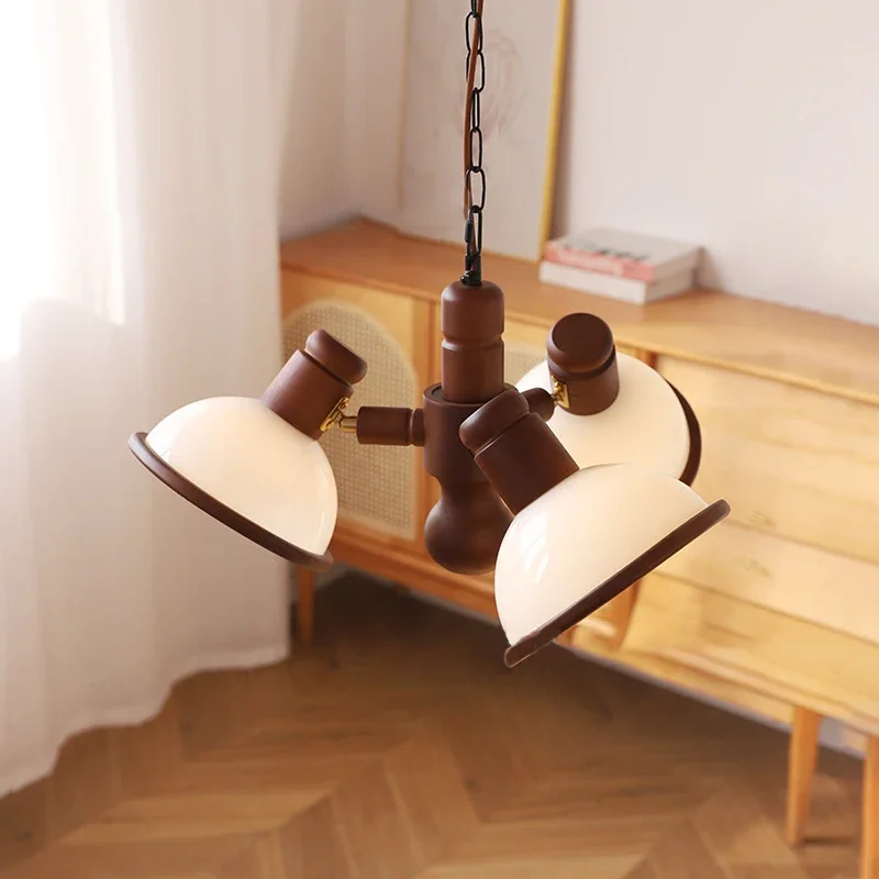 

SANDYHA French Romantic Log LED Pendant Lamp Chinese Retro Chandelier Bedroom Living Room Dining Table Home Decor Lighting