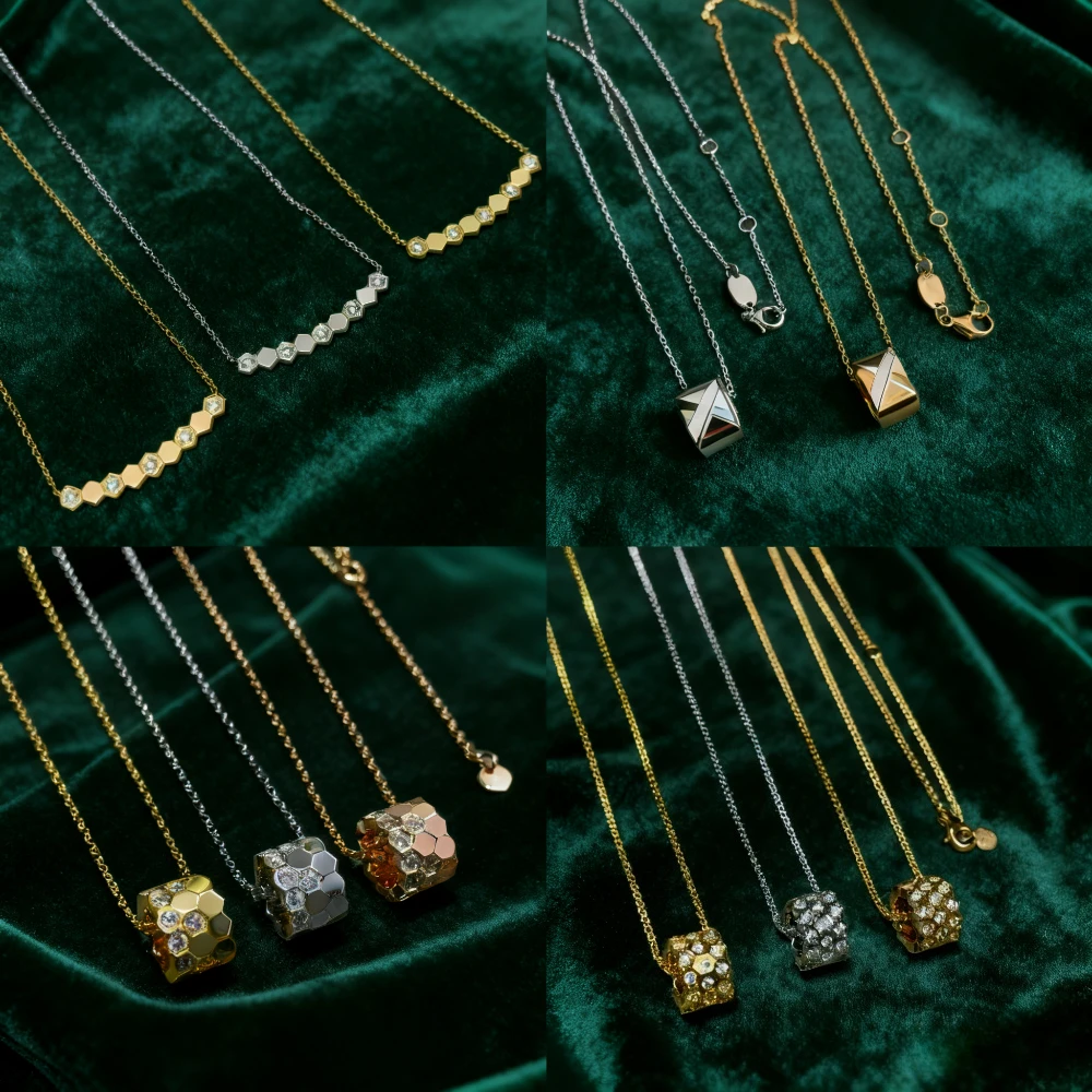 

2025 New Elegant accessories High - quality Women's Full - diamond Round Honeycomb Necklace, Great for Valentine's & Bday Party