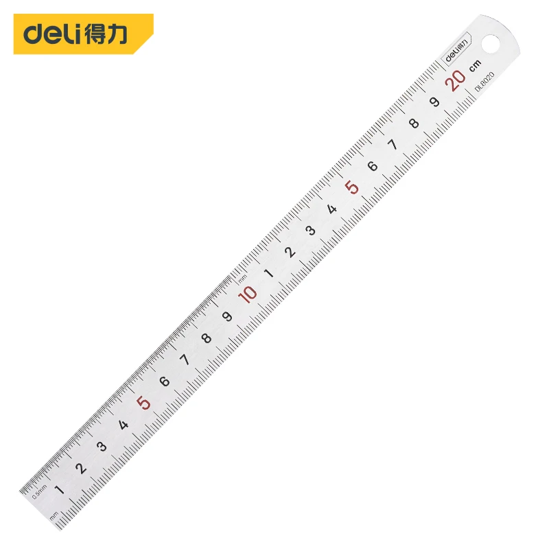 Deli 1 Pcs 15/20/30/50cm Multi-standard Measuring Ruler Stainless Steel Woodworking Portable Hand Percision Measuring Tools