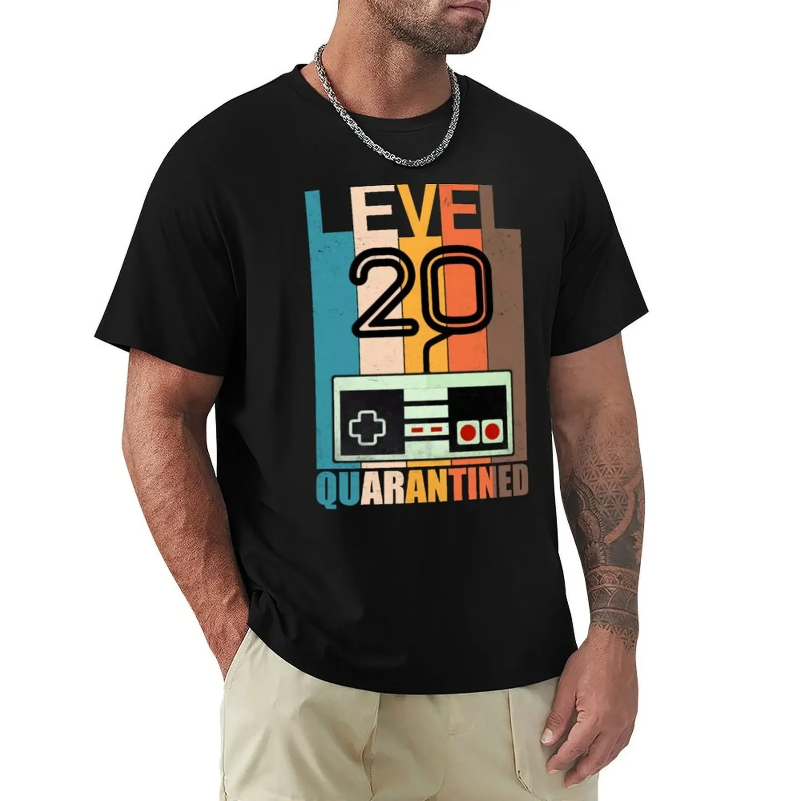 Level 20 quarantined funny 20th birthday gamer gift T-Shirt street wear man t shirt tees luxury clothes men