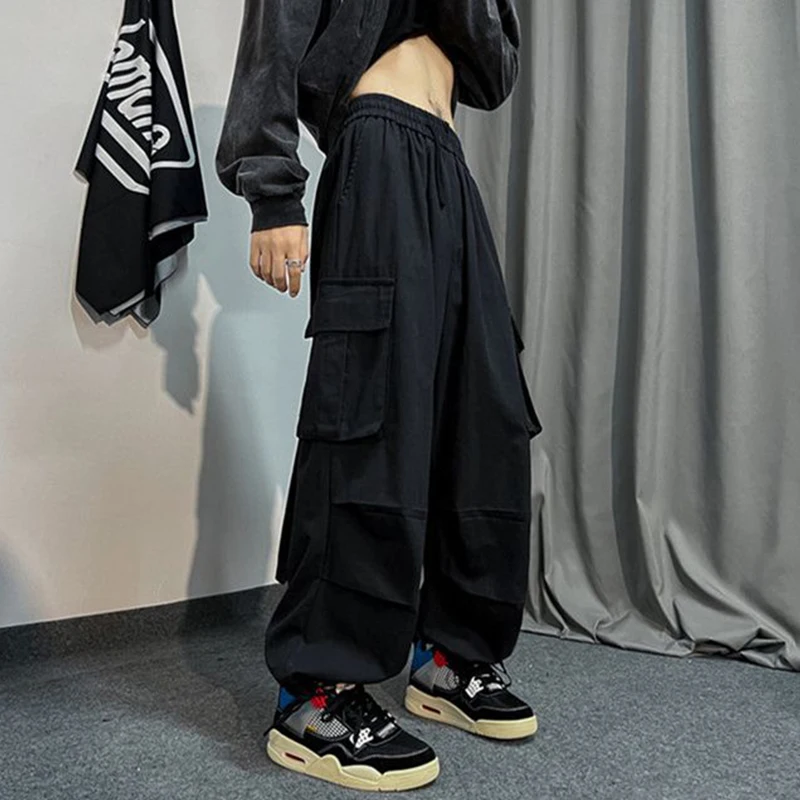 2024 Black Cargo Pants for Men Oversize Cargo Trousers Male Green Loose Casual Japanese Streetwear Hip Hop Pocket Big Size