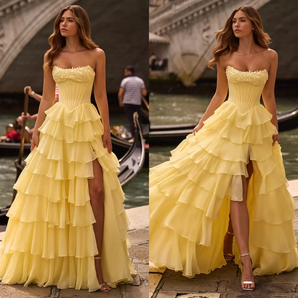 Personalizado a linha sem alças sem mangas elegante vestido de noite formal delicado sob medida vestidos de ocasião moda moderna vestido de festa