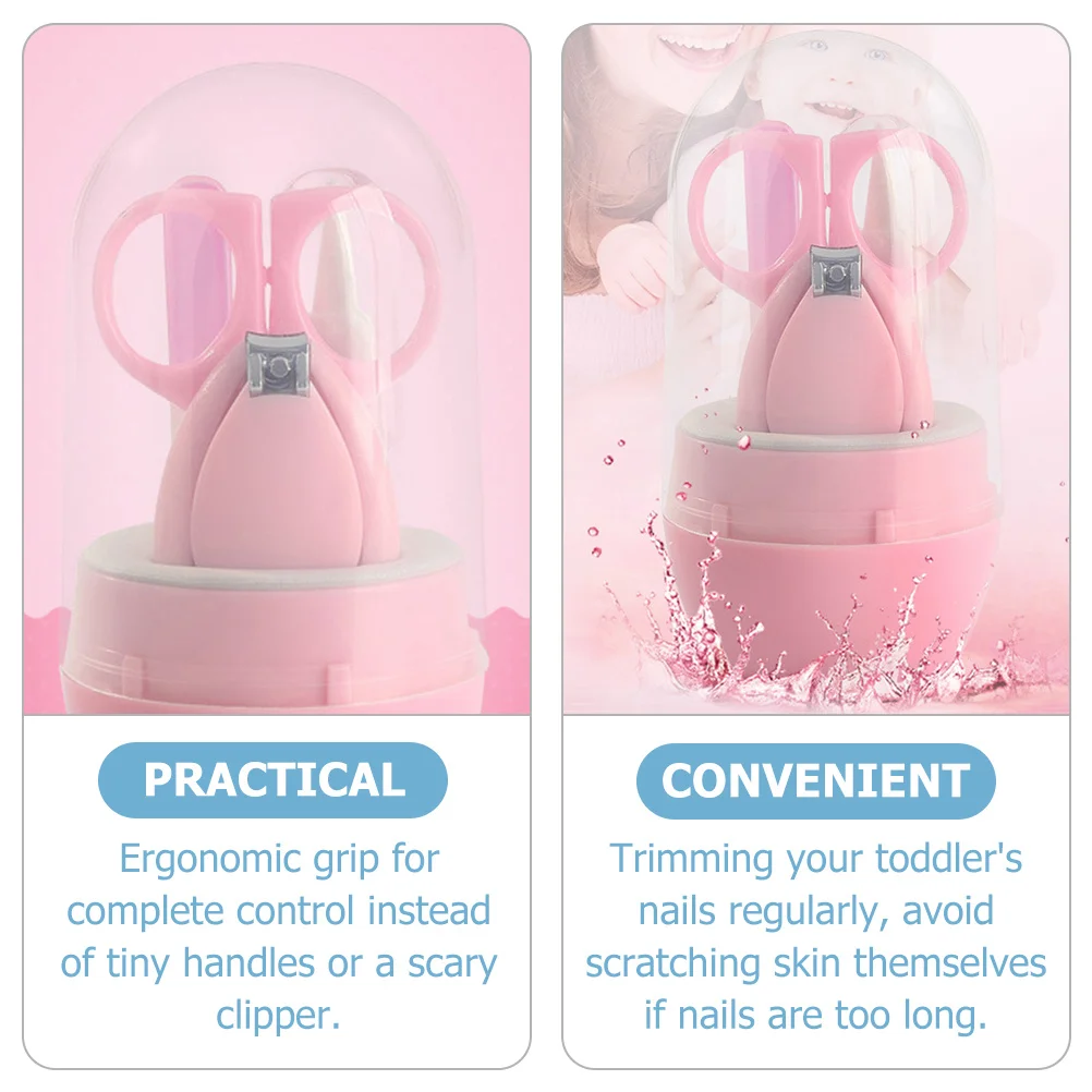 

2Sets Baby Nail Clippers Grooming Kit Ergonomic Design Compact Size Infant Nail Scissors Nose Cleaner Baby Manicure Kit Toddler