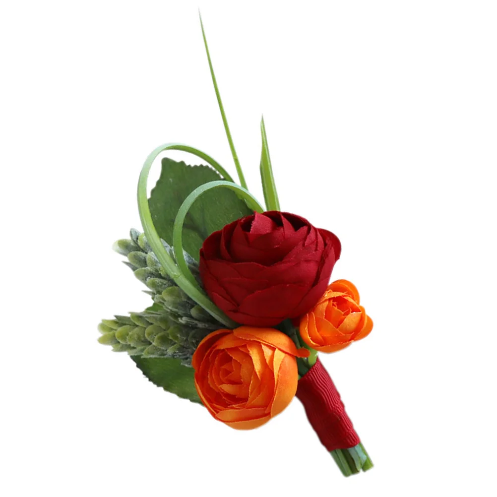 1 قطعة الصدار الورد الاصطناعي العروس العريس الزفاف بروش النمط الصيني الزفاف طوق زر في الهواء الطلق صور الدعامة الزفاف وصيفه الشرف #6