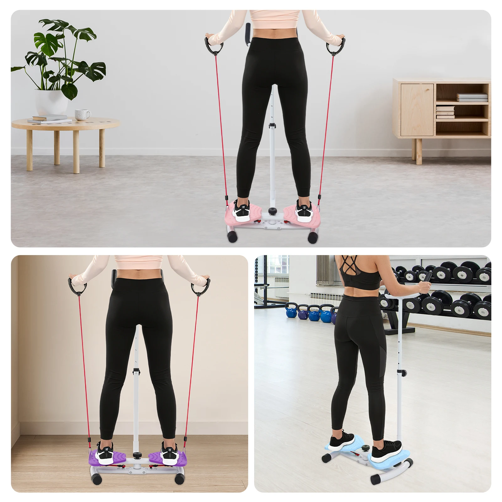 Tabla torcida para cintura, tabla torcida Ab, tabla torcida para ejercicio de gimnasio en casa con pasamanos, capacidad de peso de 300 libras, equipo de gimnasio en casa