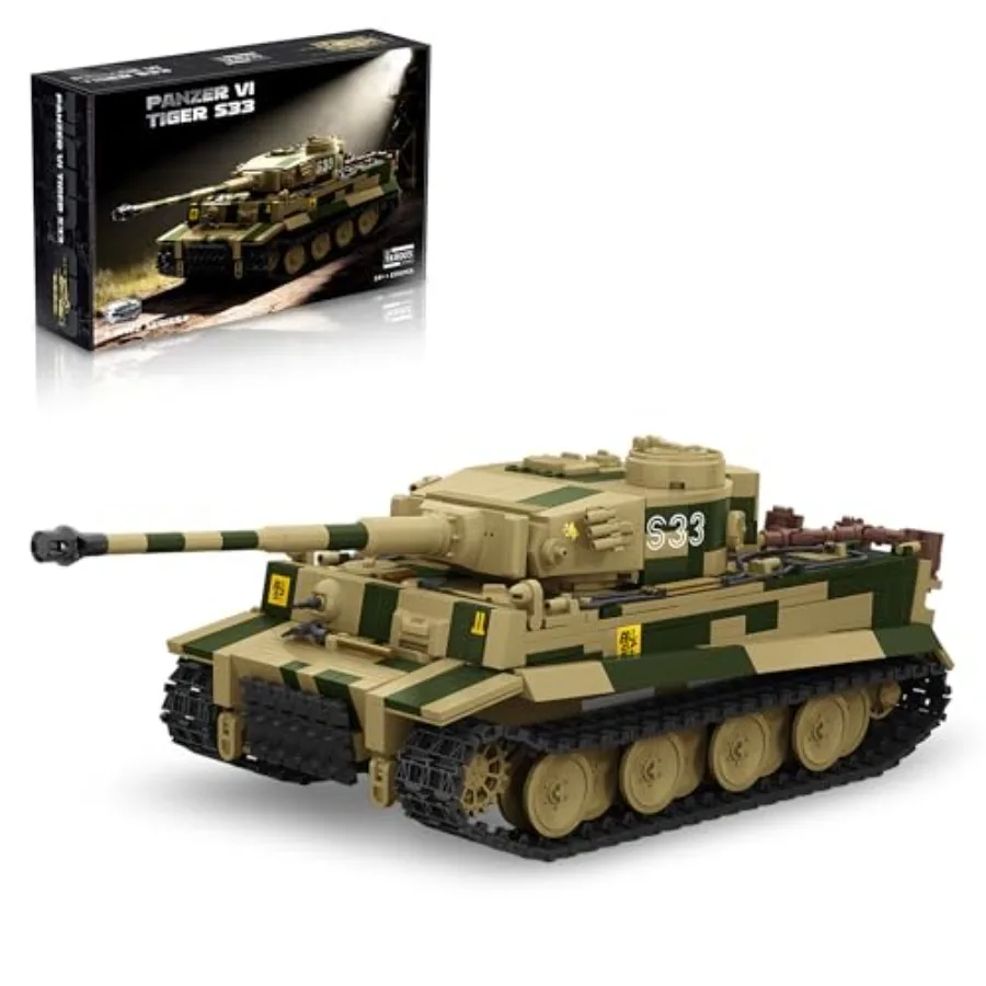 

WW2 Tiger Heavy Tank S33 building set for military vehicle collectors and adults aged 14+ 1595-piece multicolor ABS model with