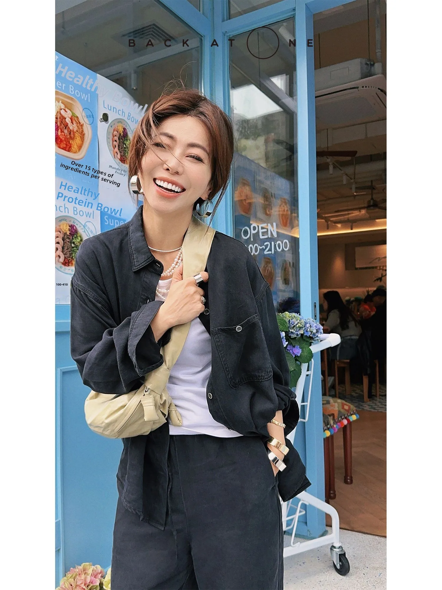 

Loose Long Sve Women's Denim irt Casual Sle Laceulier Fabric Comfortable Fit Classic Collar BESDB055BK by Baatone