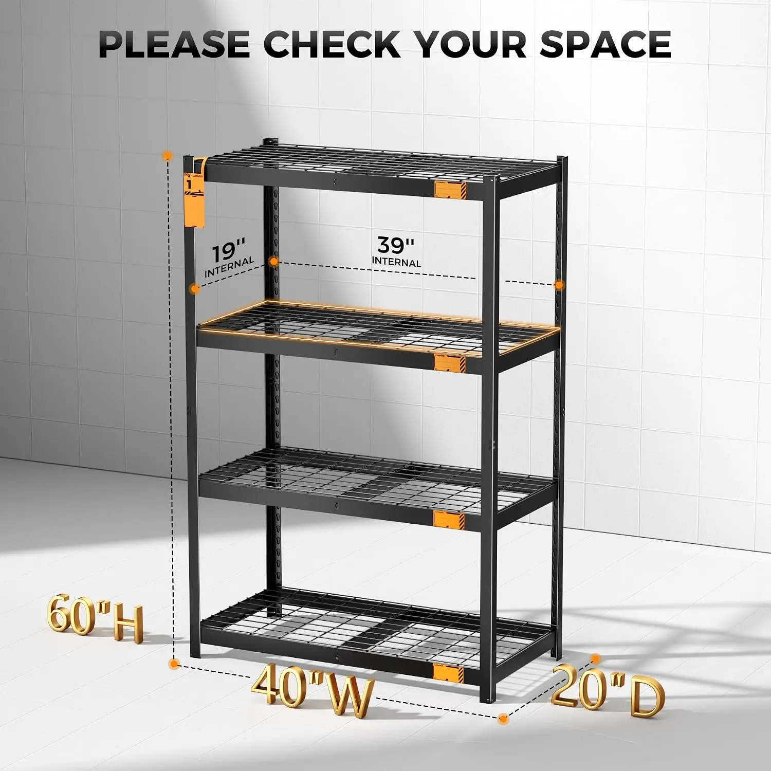 3200LBS 4 Tier Wire Storage Shelf 40