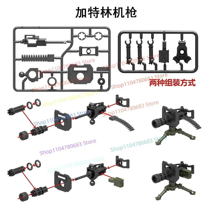 Building Blocks Ukraine Warrior Heavy Machine Gun Grenade Launcher Mini Figure Accessories Assembly Model Display Decor Toy Gift