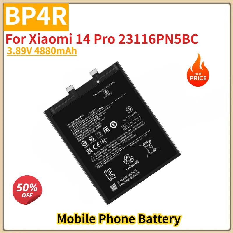 

BP4R High Quality Phone Battery 3.89V 4880mAh For Xiaomi 14 Pro 23116PN5BC Brand New Replacement Battery