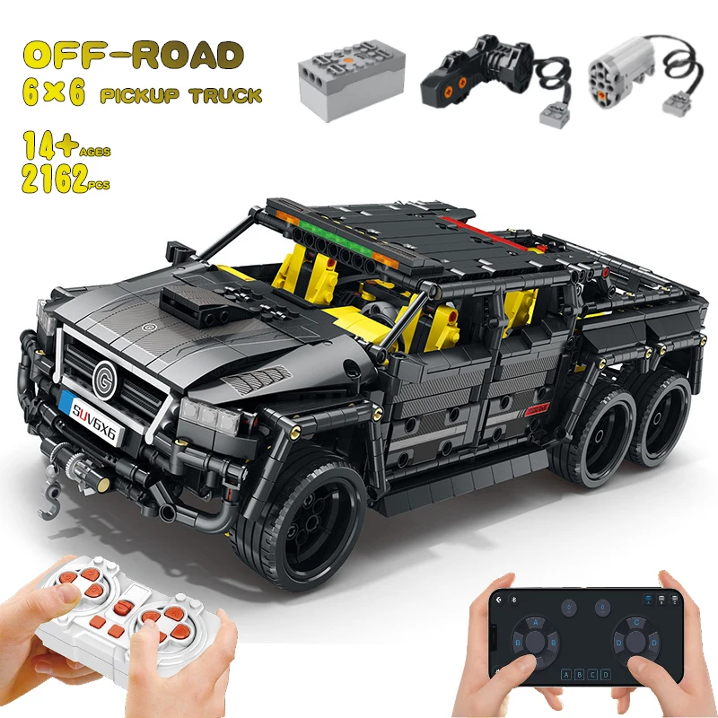 

6×6 Off-road Truck Buiding Blocks Vehicle Model SUV Pickup Remote Control Car Technical Construction Bricks Toys For Boys Set