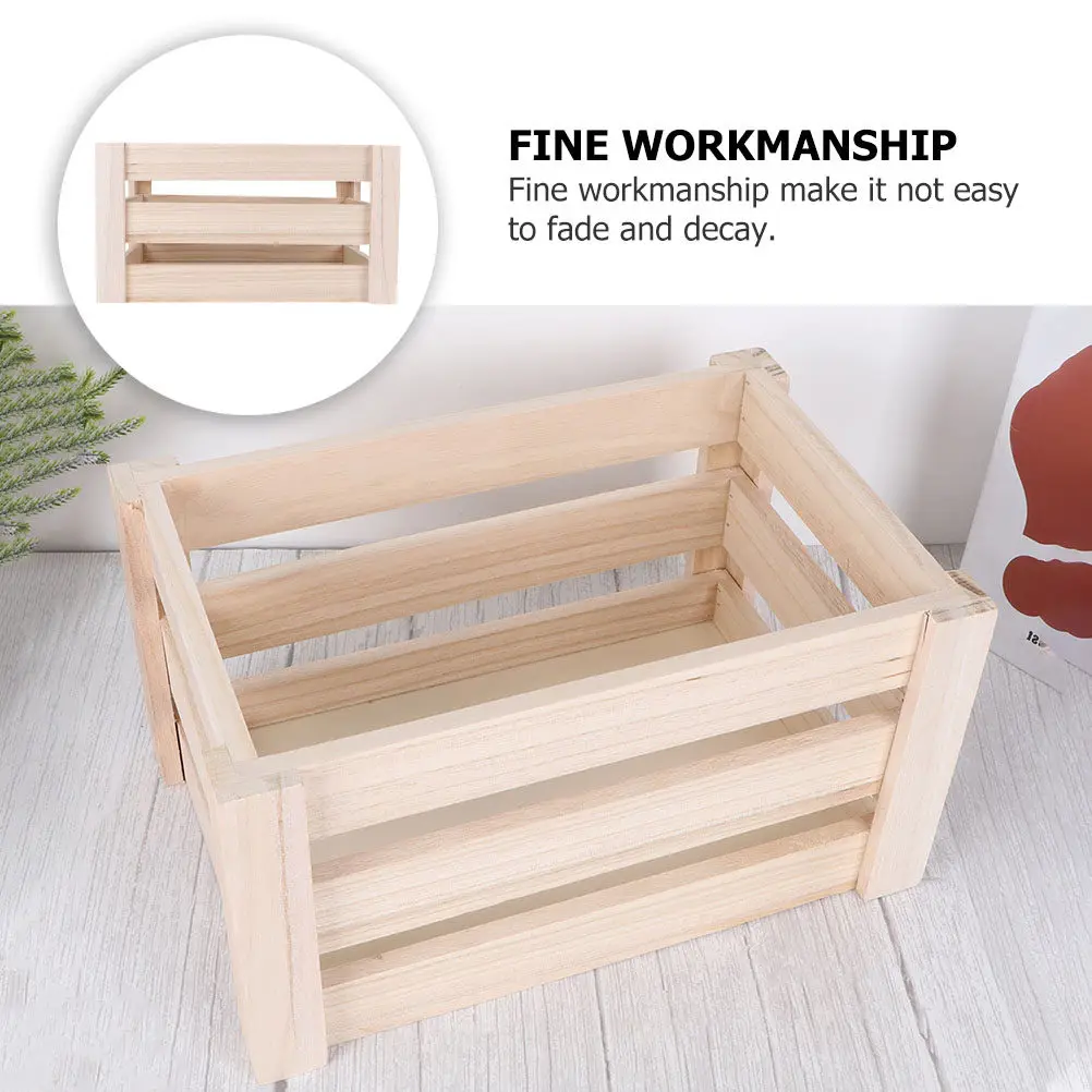

Wooden Storage Box Multifunction Hollow Design Desktop Organizer For Home Office Cafe Shop Solid Wood Container