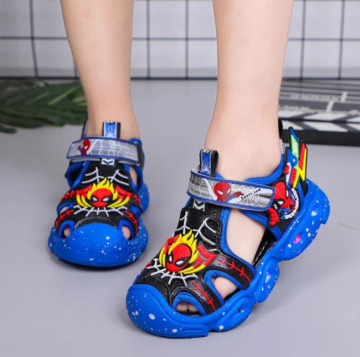 New Disney cute boys Superhero sandals with light princess kids soft non-slip shoes Europe size