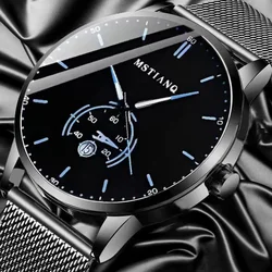 MSTIANQ Fashion Brand Watches Men's Ultra-thin Trend Students Men's Black Technology Calendar Waterproof Business Colorfast