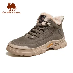 GOLDEN CAMEL Men's Winter Boots Long-pile Warm Shoes Water-resistant Non-slip Height-enhancing Casual Work Boot for Men 2024 New