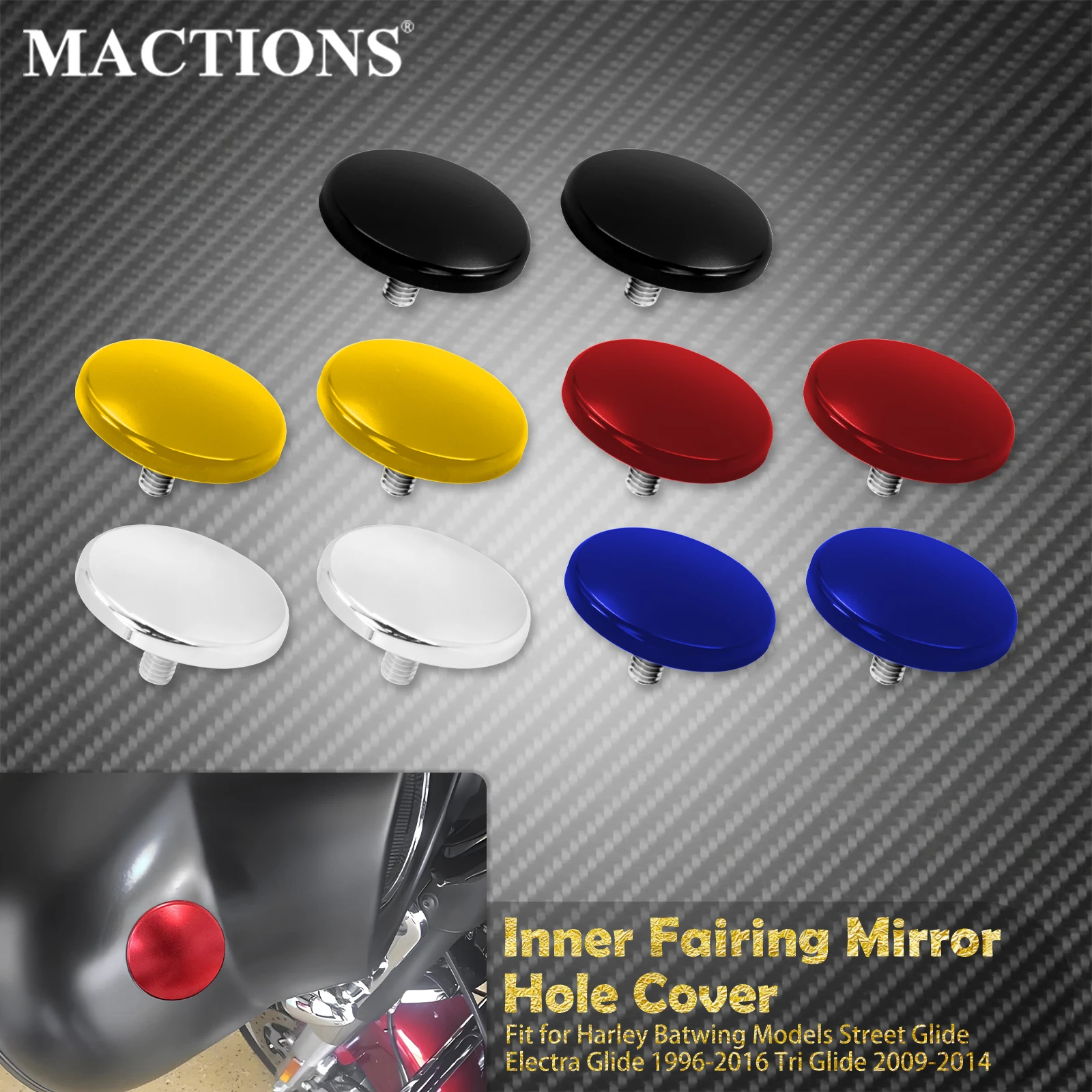 

Motorcycle Inner Fairing Mirror Plugs Hole Cover For Harley Touring Batwing Street Electra Glide 1996-2016 Tri Glide 2009-2014
