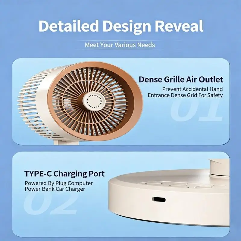 

M6CB Modern Wall Fan Containing Combined Light And 2A Fast Charging