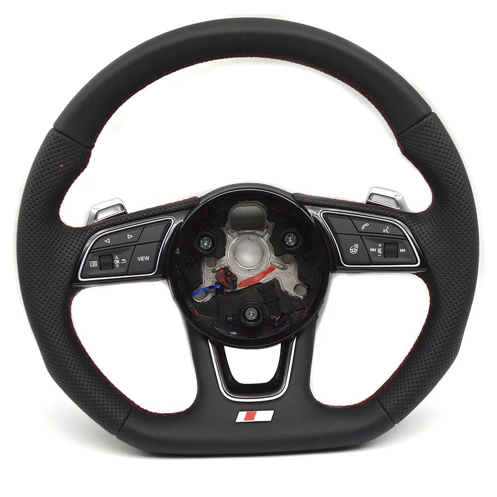 

Original semi perforated red line heated paddle steering wheel for Audi S A4B9