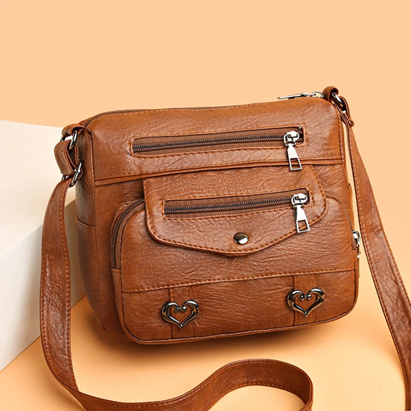 Fashionable And Versatile PU Soft Leather Women bag New Simple And Lightweight Shoulder Bag Crossbody Bag Casual Middle-aged Wom