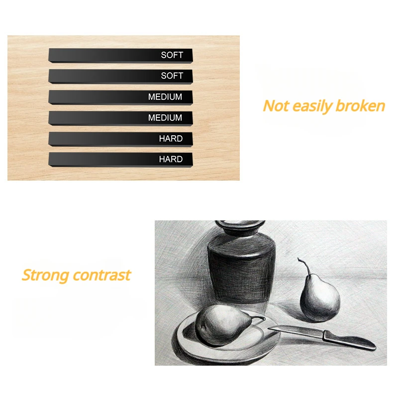 Water Soluble Color Charcoal Strip Sketch Charcoal Pencils Soft Medium Hard for Sketching Painting Graffiti Sticks Art Supplies